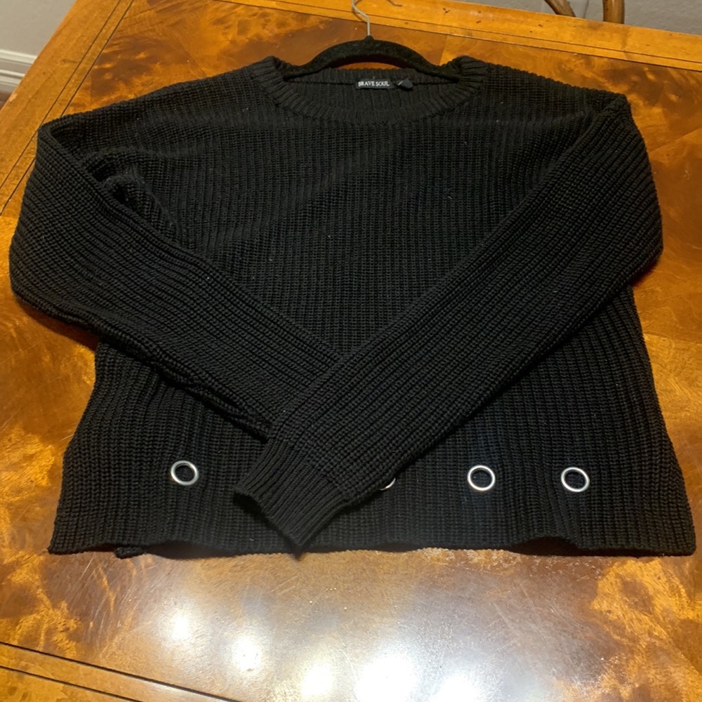 Brave Soul black Sweater with Eyelets - Picture 9 of 10